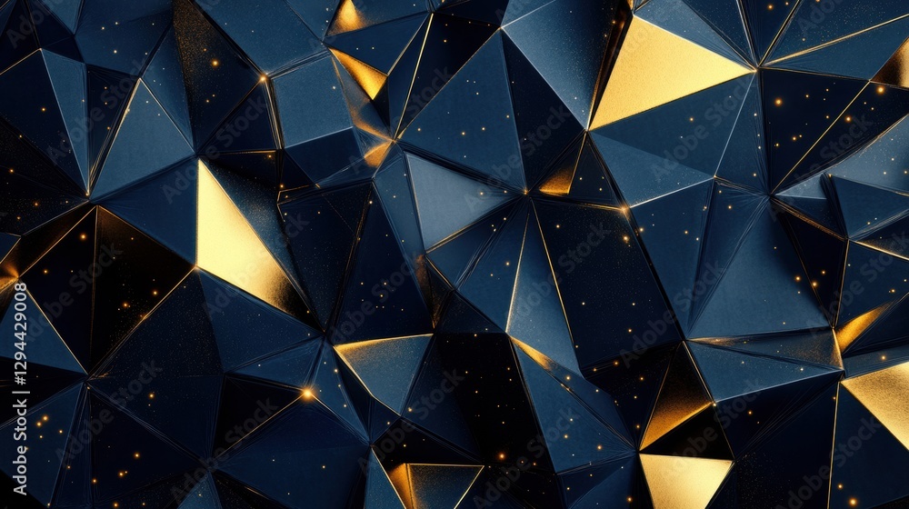 Poster abstract geometric background with gold and dark triangular shapes