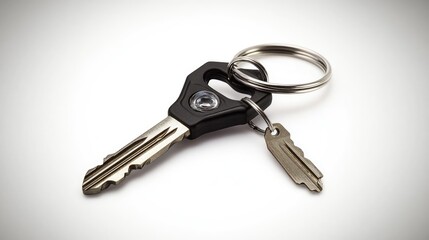 A keychain with a built-in mini flashlight, set on a clean white backdrop