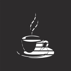 Vector illustration of a silhouette of a warm cup of coffee.