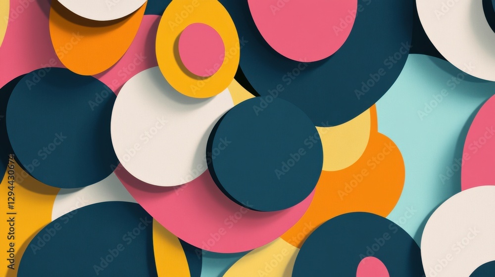 Poster colorful abstract geometric shapes composition with circular elements