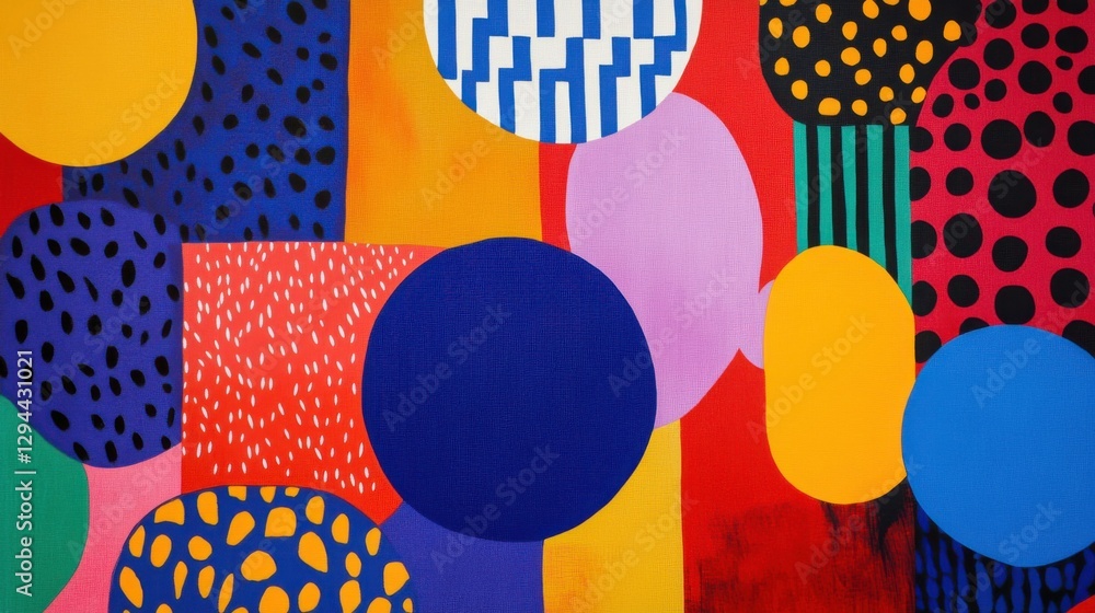 Poster colorful abstract composition with shapes and patterns in bold design
