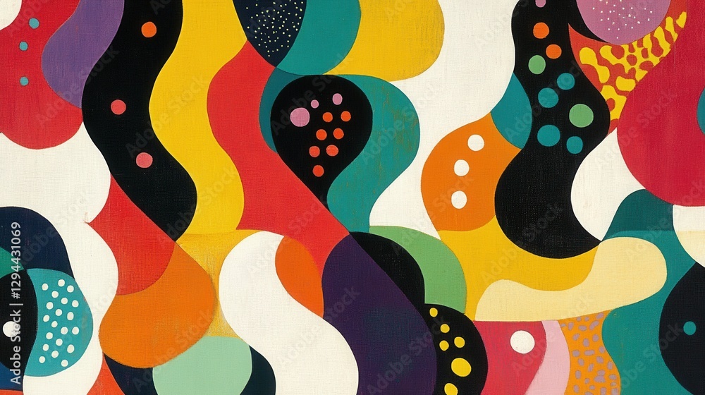 Poster abstract colorful waves and circles pattern creating vibrant energy