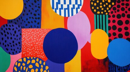 Obraz premium Colorful Abstract Composition with Shapes and Patterns in Bold Design