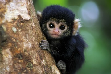 Fototapeta premium Marmoset Monkey: A Cute Small Primate in Wild Brazil Habitat