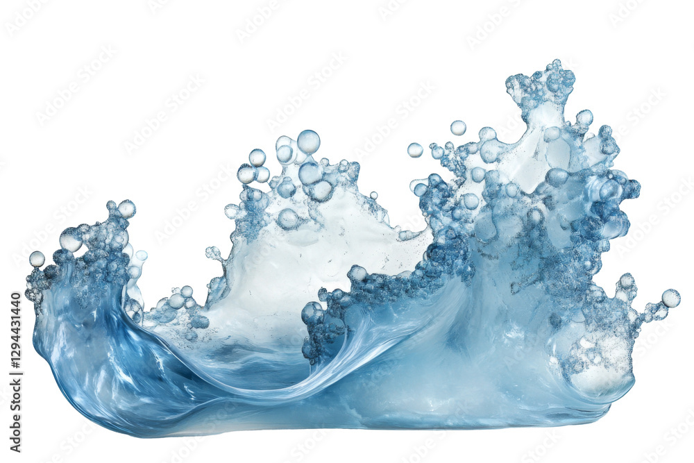 Aufkleber dynamic water splash with transparency background in png format on white surface captured in high de