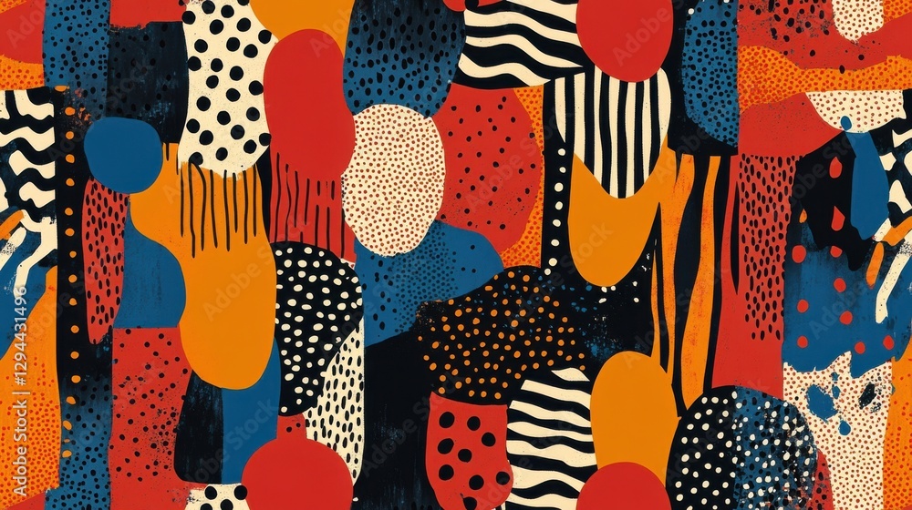 Poster colorful abstract pattern with diverse shapes and textures