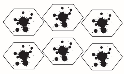 Hexagons and Shapes on White and black Background