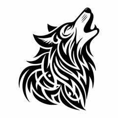 Black and White Tribal Wolf Head – Fearless Expression