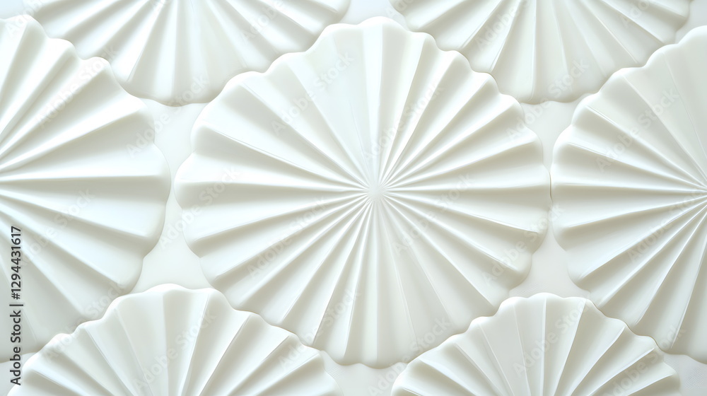 Poster textured white wall with decorative shell-shaped patterns creating a modern and elegant design aesth