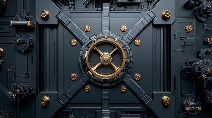Dark Steel Vault Door: A 3D Render of Intricate Mechanisms AI Generated