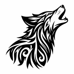 Black and White Howling Wolf – Tattoo-Inspired Artwork