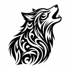 Tribal Wolf Tattoo Design with Swirling Patterns