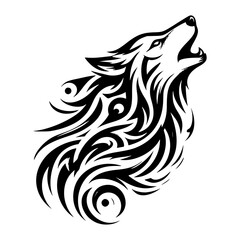 Obraz premium Wild Wolf in Tribal Style – Perfect for Prints and Stickers