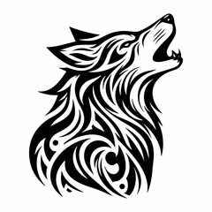 Elegant and Bold Wolf Head – Tribal Tattoo Concept