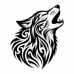 Wild Wolf Howling – Tribal Ink Illustration for Tattoos