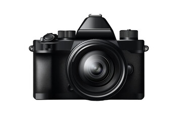 High-resolution black camera on transparent background png for photography enthusiasts studio environment creative concept