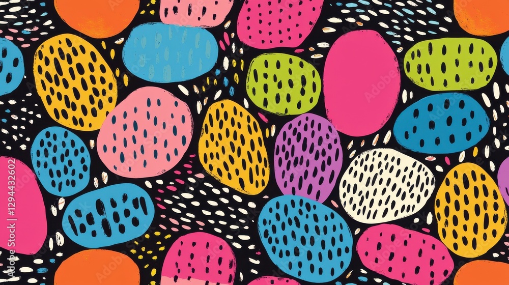 Poster vibrant abstract colorful shapes on dark background for design use