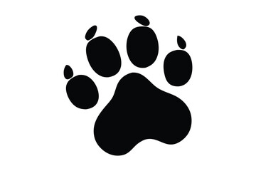 paw silhouette, dog paw silhouette, paw vector icon, paw Vector illustration, Isolated on White Background