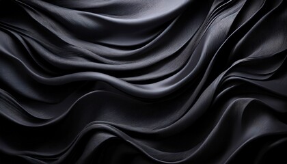 Obraz premium Dramatic black ruffle texture with waves, ideal for fashion and design backgrounds