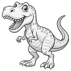 Tyrannosaurus coloring book Hand drawing vector illustration in black outline on a white background
