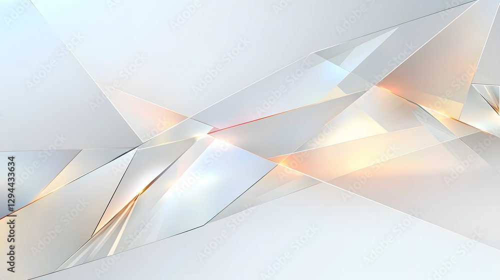Poster translucent geometric shapes reflecting light in a modern abstract design on a soft gradient backgro