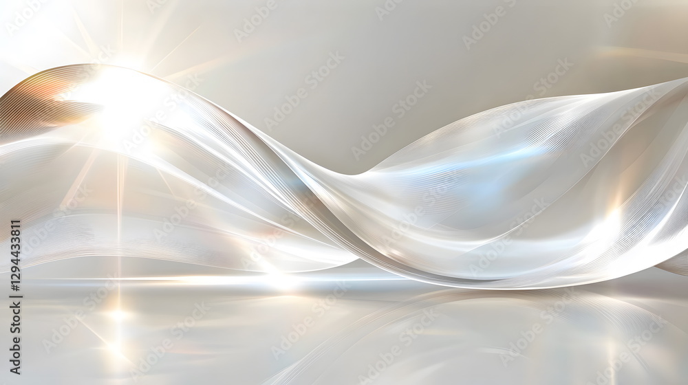 Poster translucent wave flowing gracefully on a smooth surface with sparkling highlights in soft light ambi
