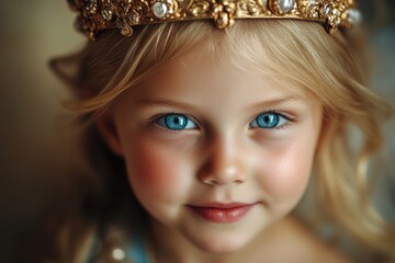 Fototapeta premium Little Girl with Gold Crown