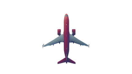 3D Illustration - Red Airplane Soaring Through the Night Sky