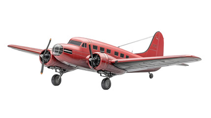 3D Illustration - Red Airplane, Vintage Aircraft, Propeller Plane, Flight, Aviation