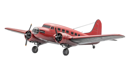 3D Illustration - Red Airplane, Vintage Aircraft, Propeller Plane, Flight, Aviation