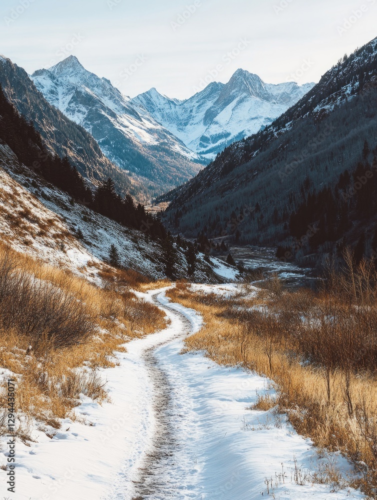 Sticker Snowy Field Path