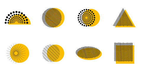 set of geometric yellow element vector