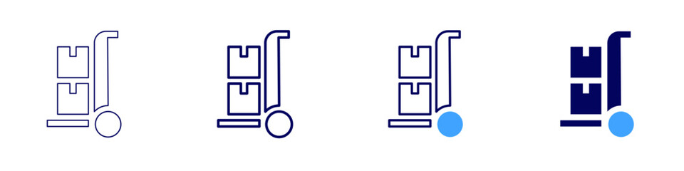 Foldable luggage trolley icon in 4 different styles. Thin Line, Line, Bold Line, Duotone. Duotone style. Editable stroke