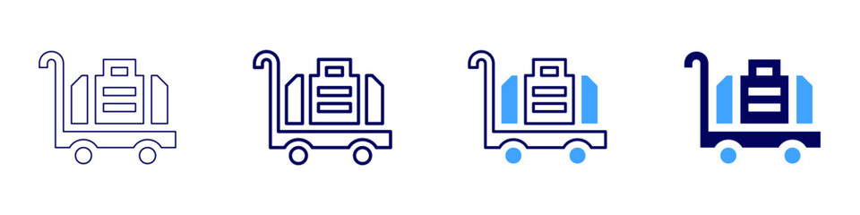 Hand trolley icon in 4 different styles. Thin Line, Line, Bold Line, Duotone. Duotone style. Editable stroke