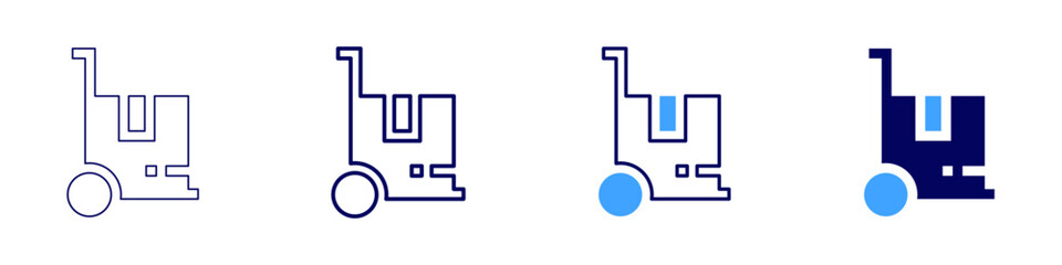 Heavy duty luggage trolley icon in 4 different styles. Thin Line, Line, Bold Line, Duotone. Duotone style. Editable stroke