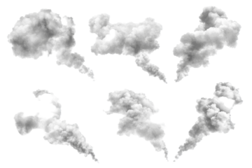 Smoke clouds on transparent background png format white environment for graphic design projects