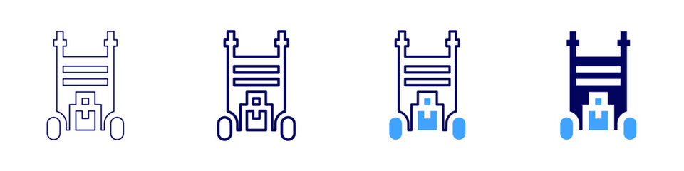 Luggage trolley icon in 4 different styles. Thin Line, Line, Bold Line, Duotone. Duotone style. Editable stroke