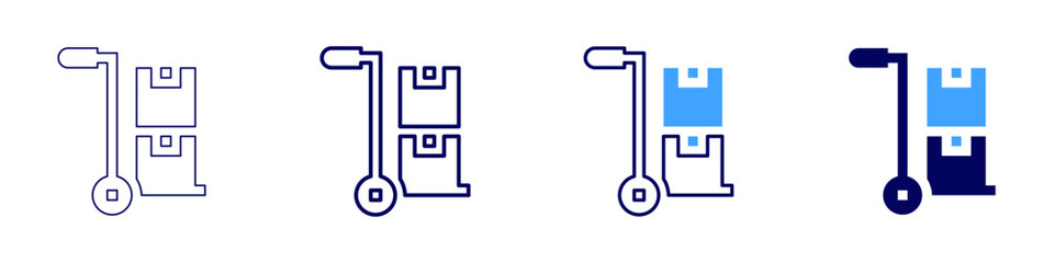 Metal trolley cart icon in 4 different styles. Thin Line, Line, Bold Line, Duotone. Duotone style. Editable stroke