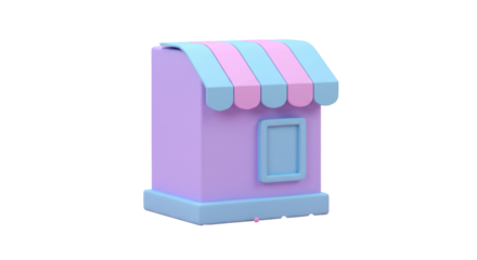 Isolated Cute Cartoon Storefront with Awning