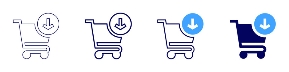 Rolling luggage trolley icon in 4 different styles. Thin Line, Line, Bold Line, Duotone. Duotone style. Editable stroke