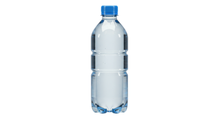 Isolated Clear Plastic Water Bottle with Blue Cap