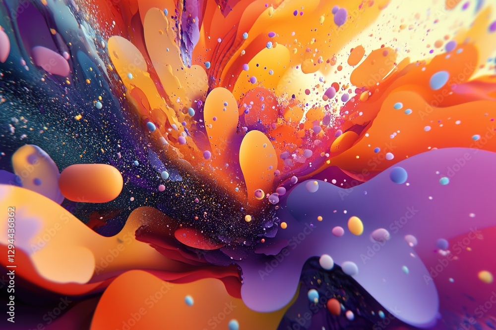 Poster vibrant abstract explosion of colorful paint mixing and colliding in a dynamic splash