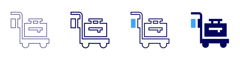 Trolley for delivery icon in 4 different styles. Thin Line, Line, Bold Line, Duotone. Duotone style. Editable stroke