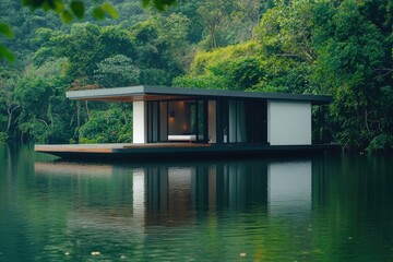 Obraz premium Floating House on Lake