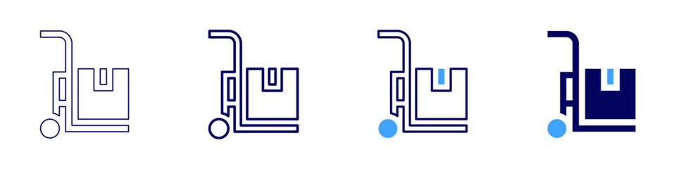 Trolley for luggage icon in 4 different styles. Thin Line, Line, Bold Line, Duotone. Duotone style. Editable stroke