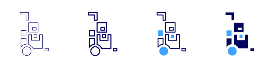 Trolley for luggage stacking icon in 4 different styles. Thin Line, Line, Bold Line, Duotone. Duotone style. Editable stroke