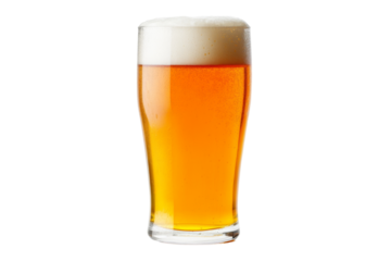 Refreshing beer glass on transparency background png format white environment beverage photography