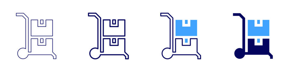 Trolley for portable storage icon in 4 different styles. Thin Line, Line, Bold Line, Duotone. Duotone style. Editable stroke