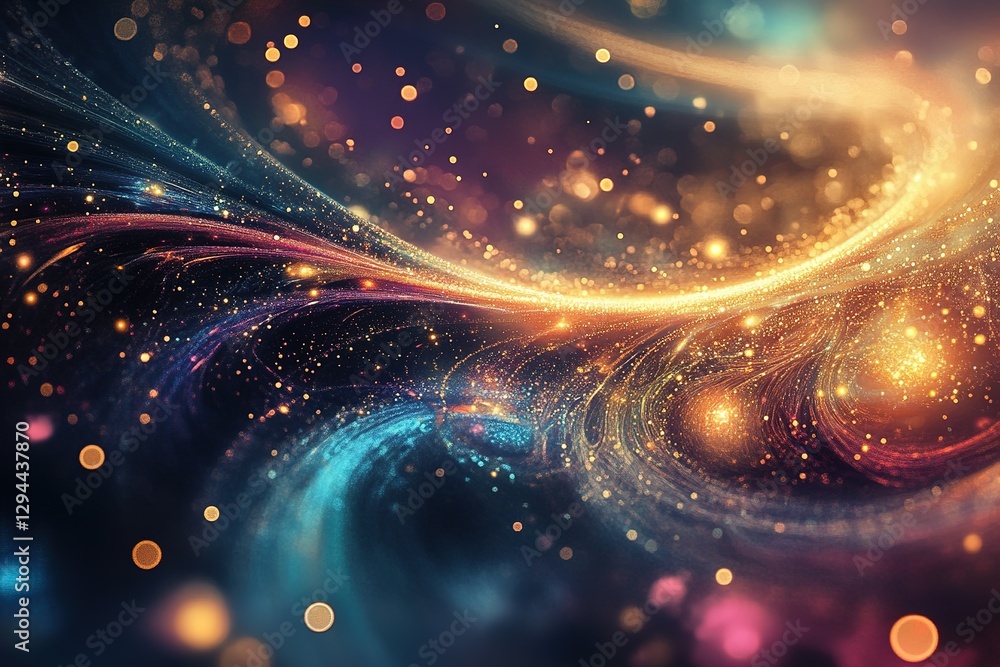 Poster abstract cosmic swirl of light color and bokeh creates a magical atmospheric effect