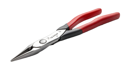 Photo Needle Nose Pliers Tool Metal Red Handle Grip Close Up